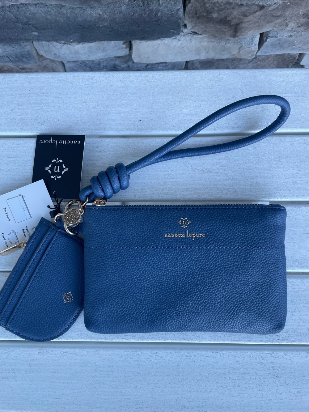Nanette Lepore Deena 3 Piece Zip Pouch Wristlet Strap & Card Case New With Tags
